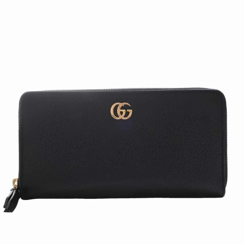 Ladies Gucci Dionysus bags with a chain - link shoulder strapGucci GG Supreme Marmont Zip Around Long Wallet Black Leather