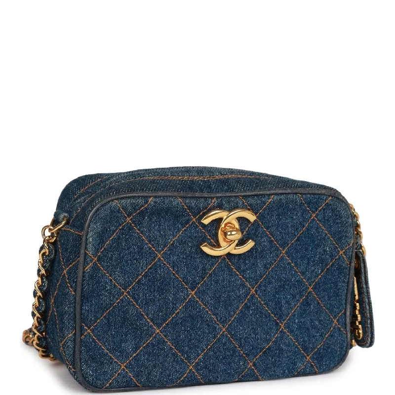 Chanel Quilted Leather Shoulder Bag for FashionistasChanel Quilted Leather Shoulder Bag for FashionistasVintage Chanel Mini Camera Bag Blue Denim Gold Hardware