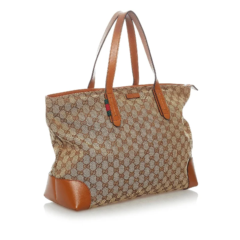 Women Gucci crossbody bags with a woven leather strapGucci GG Canvas Tote Bag (30952)