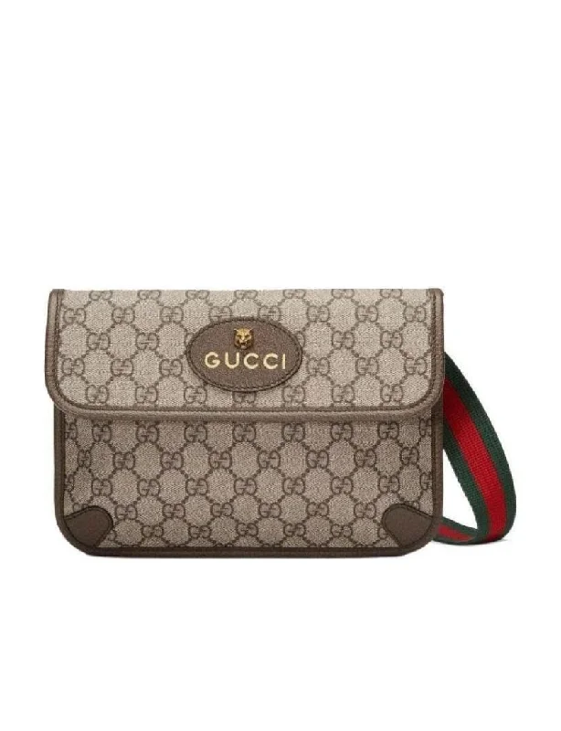 Women Gucci Sylvie bags with a crystal - embellished web stripeGucci GG Supreme canvas fanny pack