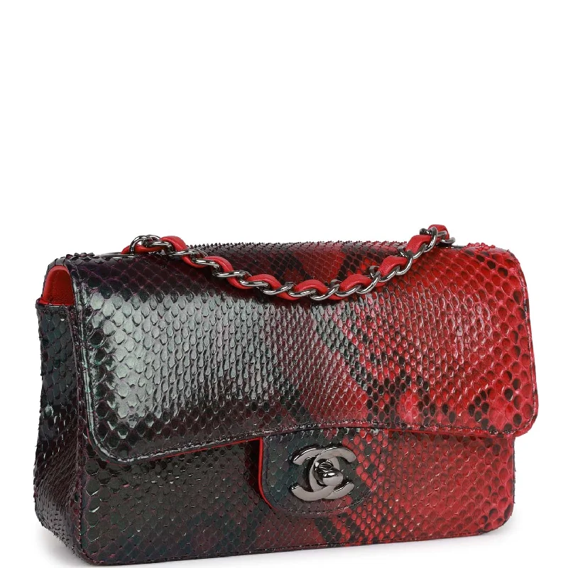 Chanel bags with gold, silver, and pearl accentsChanel bags with gold, silver, and pearl accentsPre-owned Chanel Mini Rectangular Flap Bag Red and Black Python Ruthenium Hardware