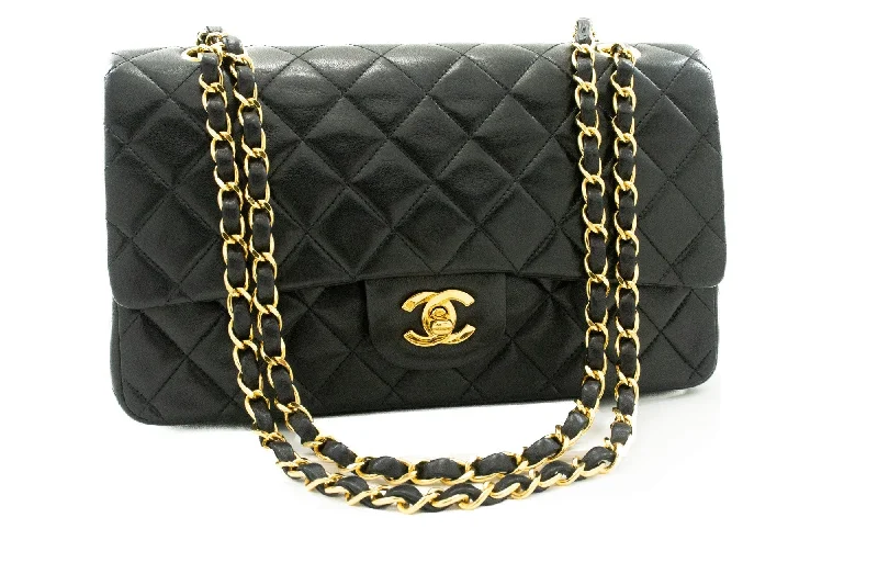 Chanel bags with classic and elegant designsChanel bags with classic and elegant designsCHANEL Classic Double Flap 10" Chain Shoulder Bag Black Lambskin