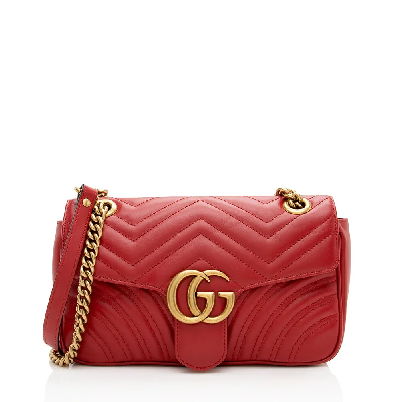 Small - sized Women Gucci shoulder bags for evening outingsGucci Matelasse Leather GG Marmont Small Flap Shoulder Bag