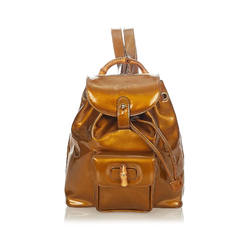 Gucci Marmont bags for women with a snakeskin - effect panelGucci Bamboo Patent Leather Backpack