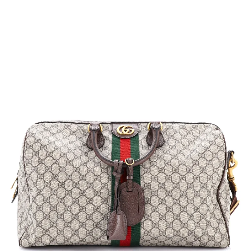 Ladies Gucci shoulder bags with a wide - width strapOphidia Carry On Duffle Bag GG Coated Canvas Medium