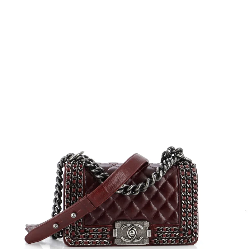 Chanel bags for a polished and professional appearanceChained Boy Flap Bag Quilted Glazed Calfskin Small