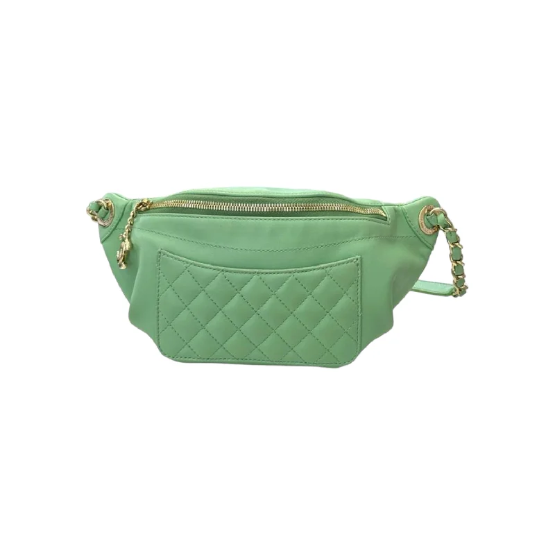 Chanel bags as wedding day accessoriesChanel bags as wedding day accessoriesCrumpled Lambskin Quilted Bi Belt Bag Light Green GHW