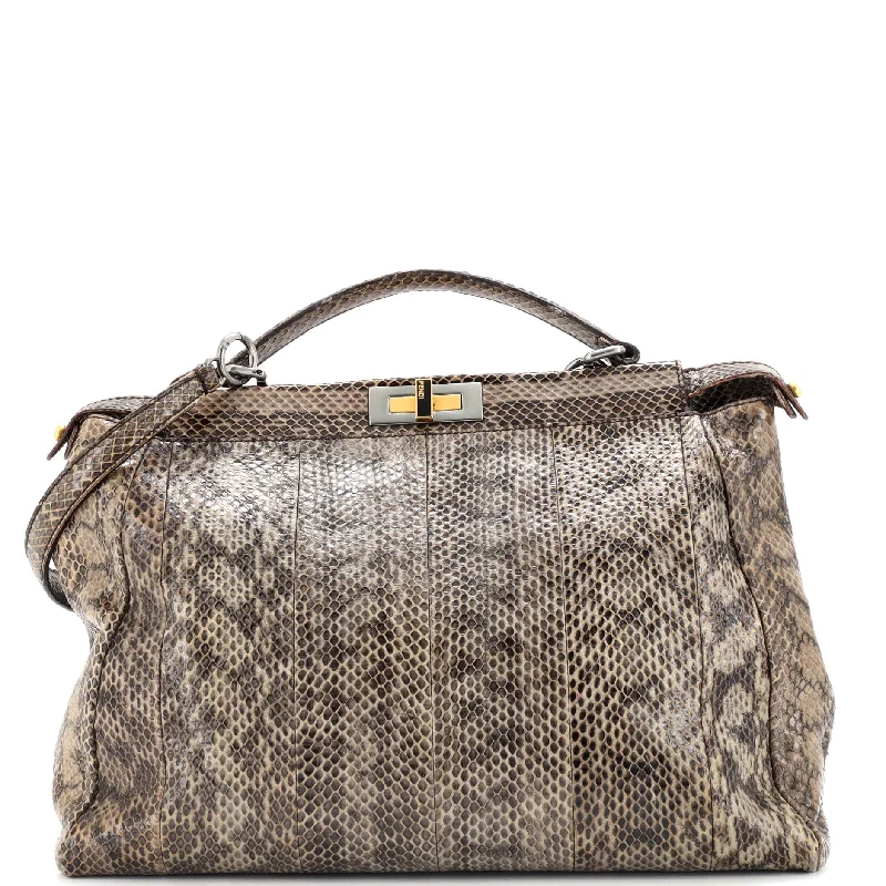 Fendi bags with a leather - bound notebook insert for jotting down notesPeekaboo Bag Python Large