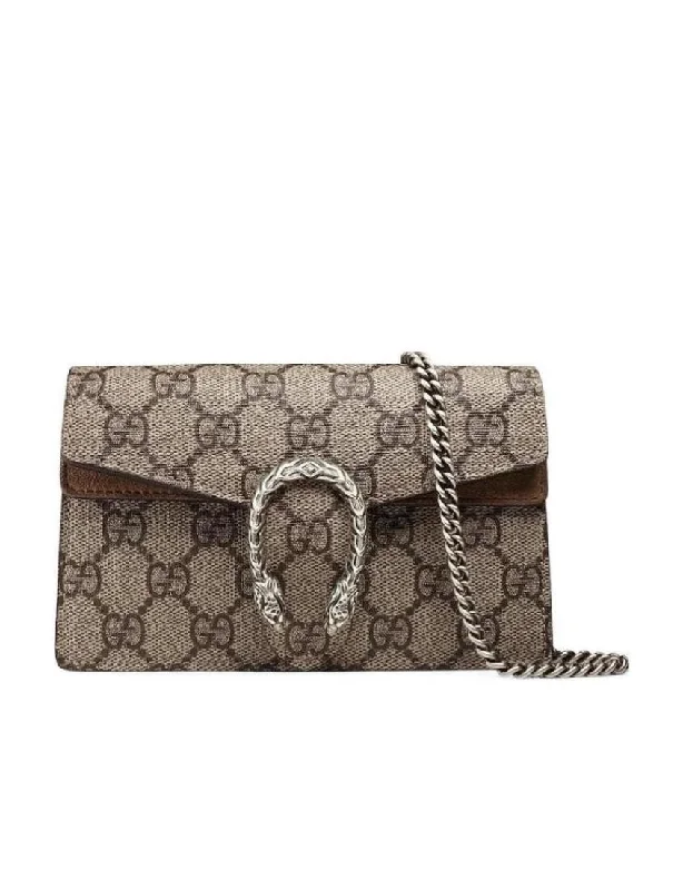 Gucci Dionysus bags for women with tiger - head claspsGucci Dionysus Collection GG Supreme Canvas Super Mini Bag