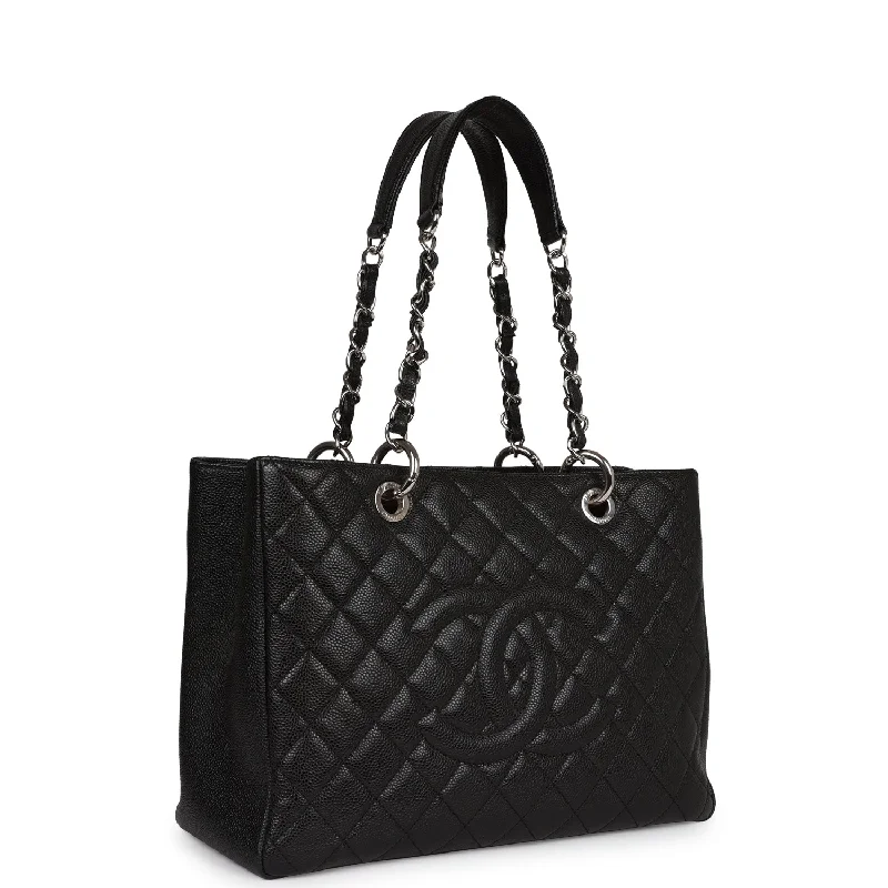 Chanel bags with exclusive seasonal designs and materialsChanel bags with exclusive seasonal designs and materialsPre-owned Chanel Grand Shopping Tote GST Black Caviar Silver Hardware