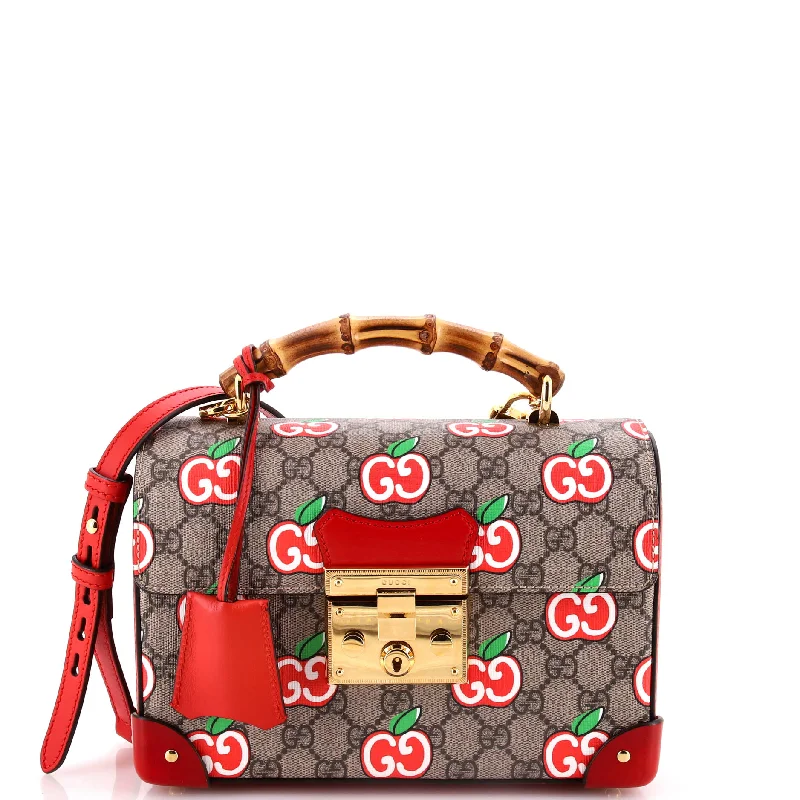 Ladies Gucci shoulder bags with a tassel decorationPadlock Bamboo Shoulder Bag Printed GG Coated Canvas Small