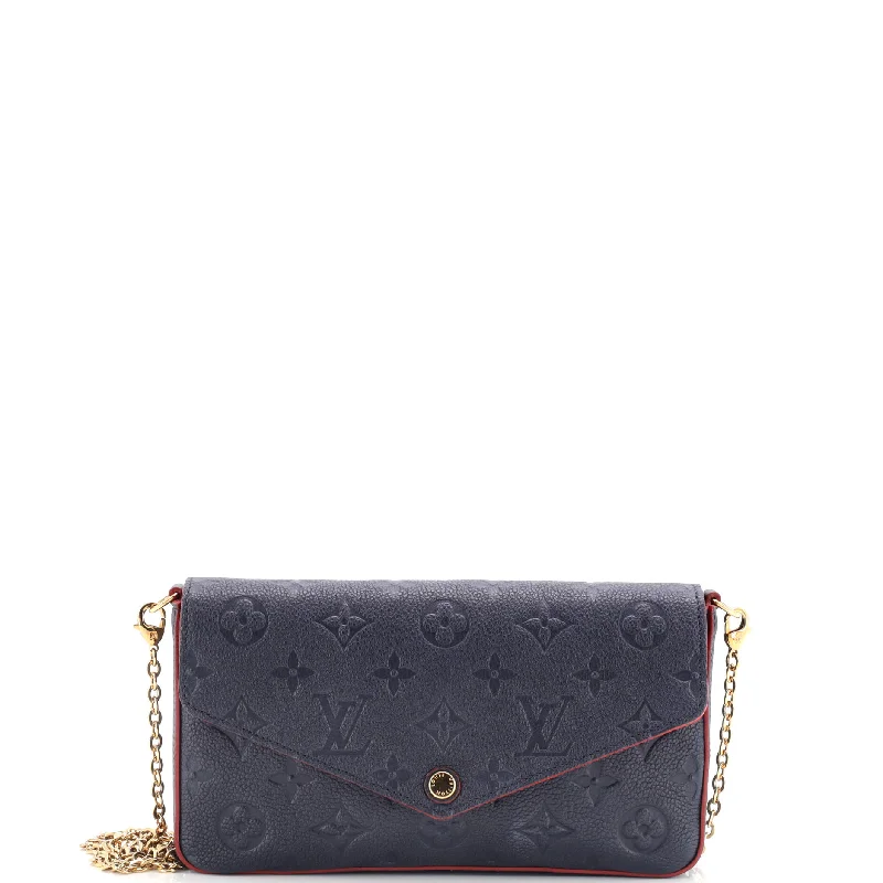 Women Gucci bags with a chain - link trim and a leather bodyFelicie Pochette Monogram Empreinte Leather