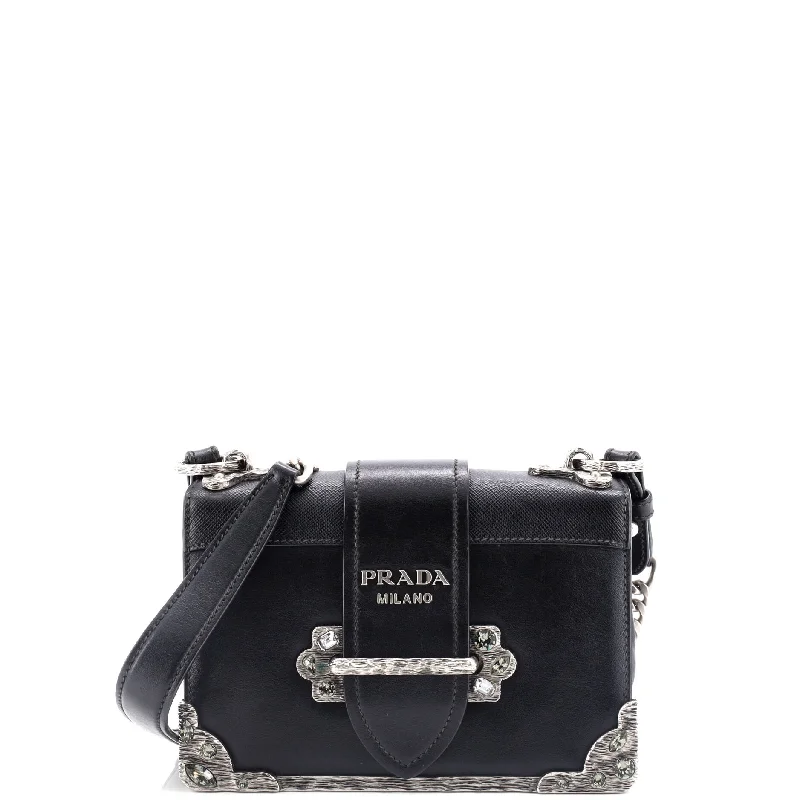 Prada crossbody bags with a keychain holder for practicalityCahier Chain Crossbody Bag City Calf and Saffiano Small