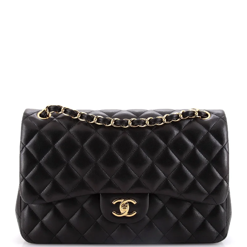 Chanel bags with iconic stitching detailsClassic Double Flap Bag Quilted Lambskin Jumbo