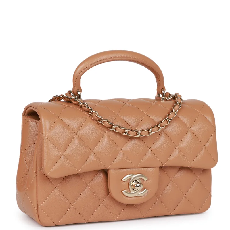 Chanel leather bags for everydChanel leather bags for everydChanel Mini Rectangular Flap with Top Handle Caramel Lambskin Light Gold Hardware