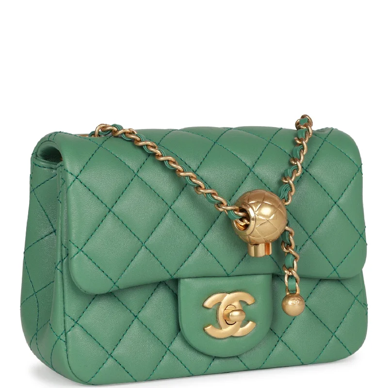 Chanel bags with classic and elegant designsChanel bags with classic and elegant designsChanel Pearl Crush Mini Square Flap Bag Dark Green Lambskin Antique Gold Hardware