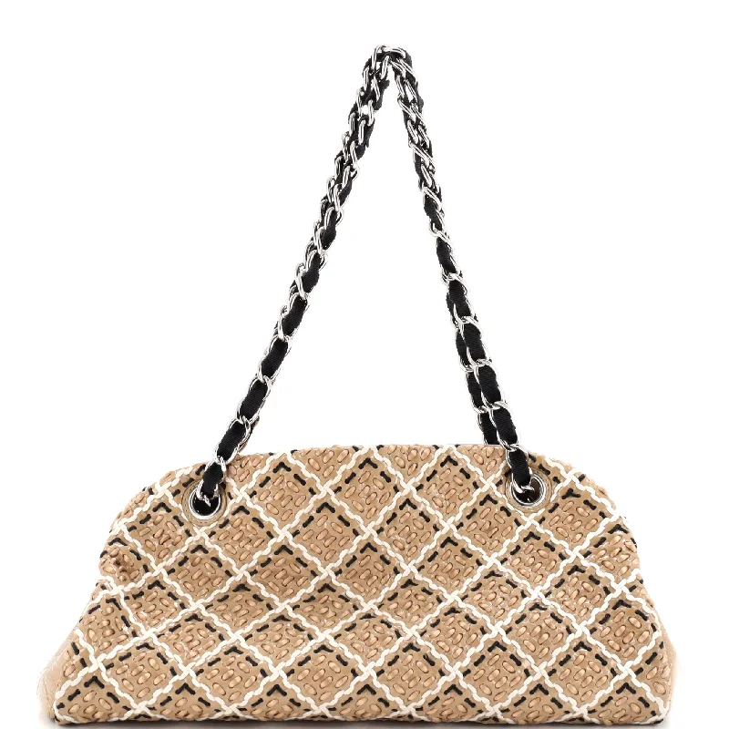 Chanel bags with iconic stitching detailsJust Mademoiselle Bag Woven Stitch Patent Medium