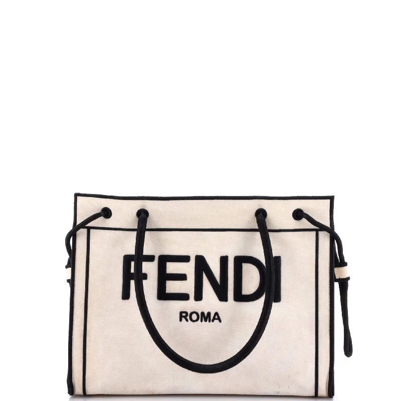 Fendi handbags with a perforated leather detail for a breathable and unique designRoma Shopper Tote Canvas Small