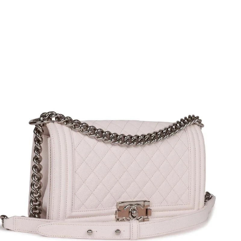 Chanel leather bags for everydChanel leather bags for everydPre-owned Chanel Medium Boy Light Pink Caviar Silver Hardware