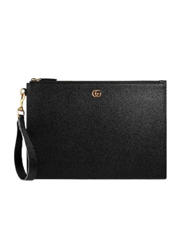 Women Gucci Sylvie bags with a leather - wrapped handleGucci GG Marmont Collection Leather Clutch Bag