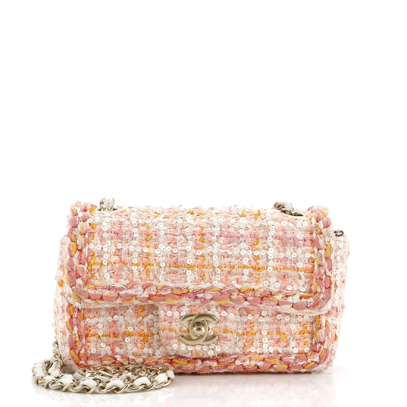 Chanel bags for women with a taste for high fashionClassic Single Flap Bag Braided Quilted Tweed with Sequins Mini